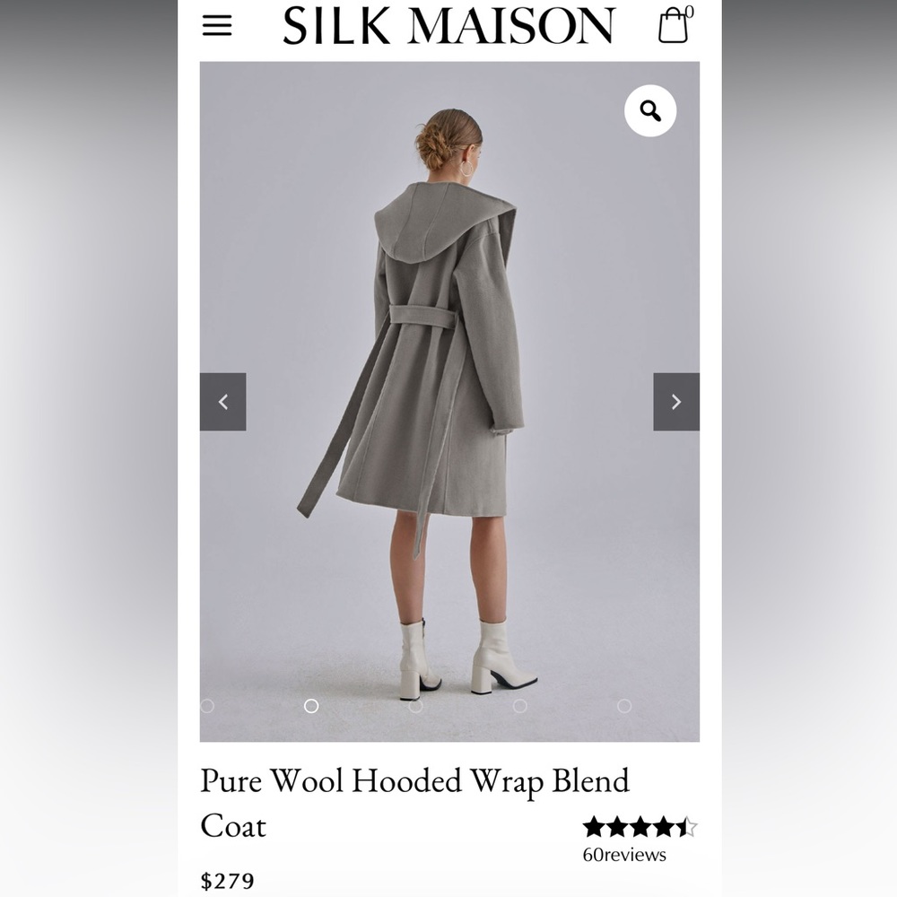 New Silk Maison 100% wool Hooded wrap coat. Size small